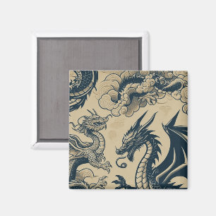 Fantasy Antiqued Dragons  Magnet