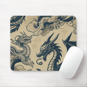 Fantasy Antiqued Dragons Mouse Mat