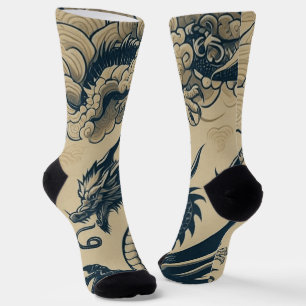 Fantasy Antiqued Dragons  Socks