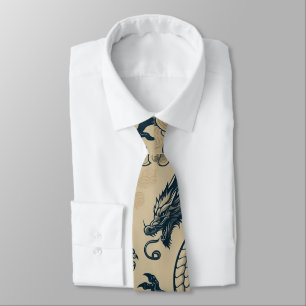 Fantasy Antiqued Dragons  Tie