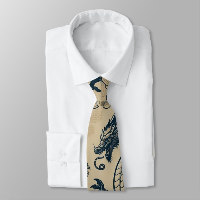 Fantasy Antiqued Dragons  Tie (Tied)
