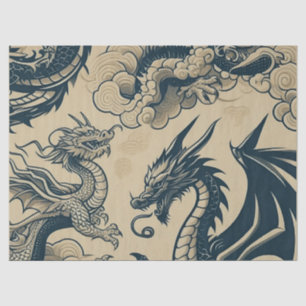 Fantasy Antiqued Dragons Tissue Paper