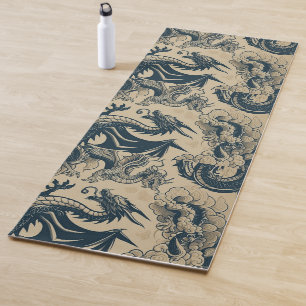Fantasy Antiqued Dragons Yoga Mat