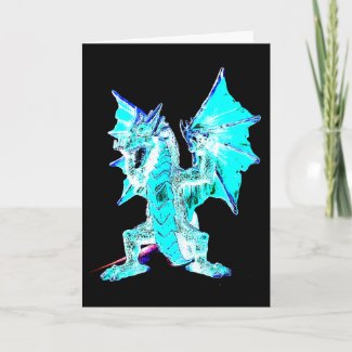 Fantasy Aqua Blue Dragon Greeting