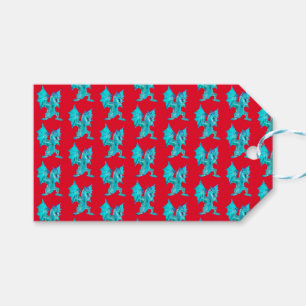 Fantasy Aqua Dragon – Enchanted Creature Red Gift Tags
