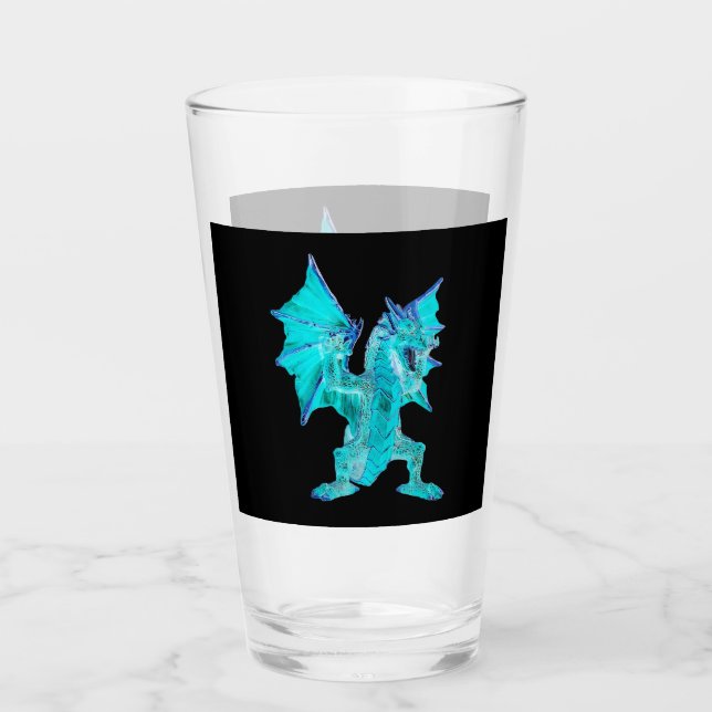 Fantasy Aqua Dragon Mythical Art Creature Glass (Front)