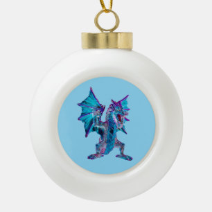 Fantasy Aqua Dragon Sea Mythic Blue Serpent Lagoon Ceramic Ball Christmas Ornament
