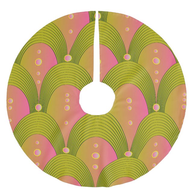 Fantasy Arcs Beads Pink Green Brushed Polyester Tree Skirt (Front)