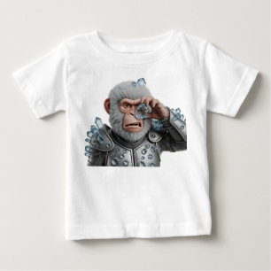 Fantasy Armoured Ape Warrior Inspecting a Blue Cry Baby T-Shirt