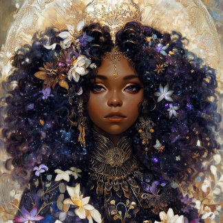 Fantasy Art Black Girl Black Queen Goddess Poster