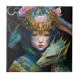 Fantasy Art Dragon Goddess Queen Ceramic Tile