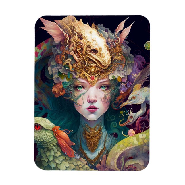 Fantasy Art Dragon Goddess Queen Magnet (Vertical)