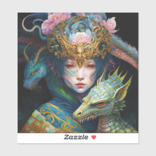 Fantasy Art Dragon Goddess Queen Sticker