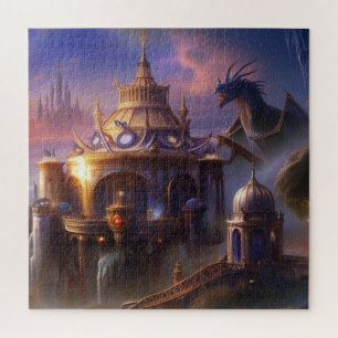 Fantasy Art Fairytale Castles Mystical Dragon Jigsaw Puzzle