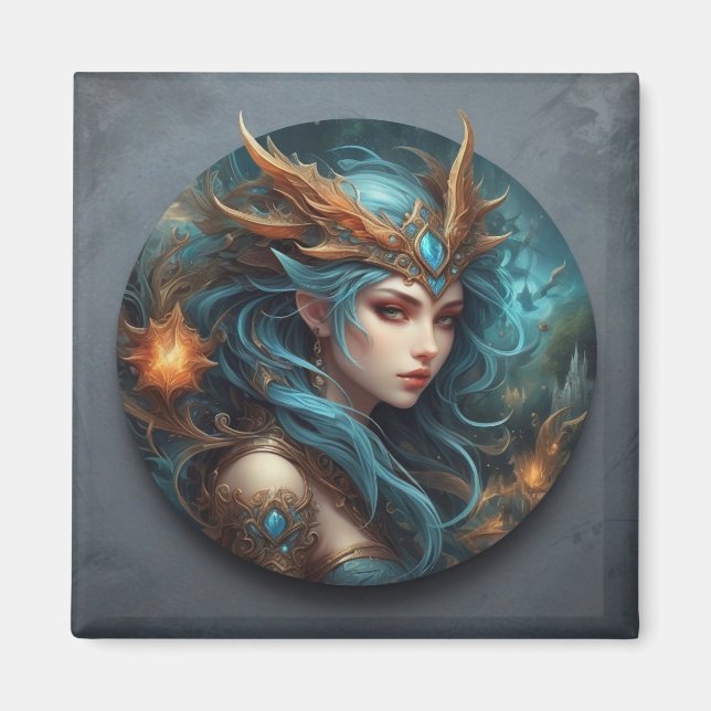 Fantasy Art Female Warrior Colourful Vibrant  Magnet (Front)