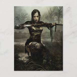 Fantasy Art, Female Warrior with Sword Postcard