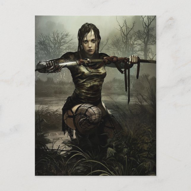 Fantasy Art, Female Warrior with Sword Postcard (Front)
