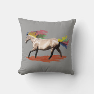 Fantasy Art Galloping Rainbow Mane Horse Cushion
