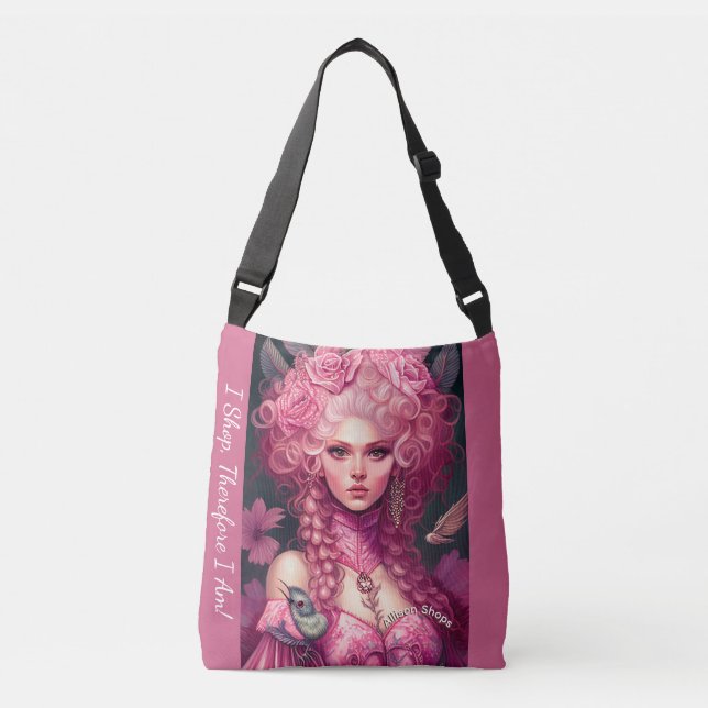 Fantasy Art Rococo Portrait Pink Lady Tote Bag (Front)