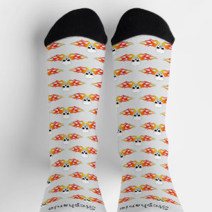 Fantasy Art Skull And Flames Design Personalised Socks