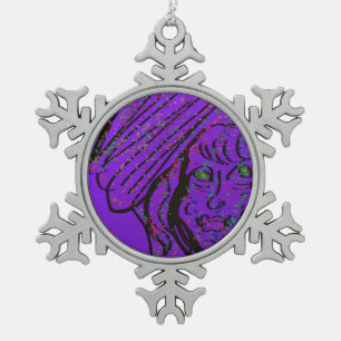 Fantasy Art Snowflake Pewter Christmas Ornament