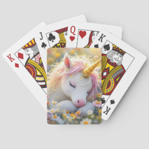 Fantasy Baby Unicorn Flowers Playing Cards