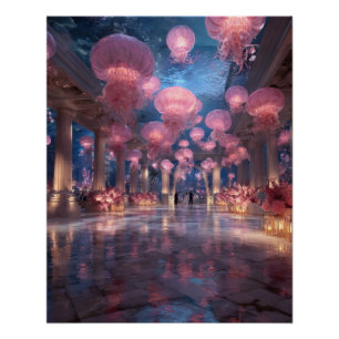 Fantasy Ballroom Jellyfish Light Dreamscape Poster