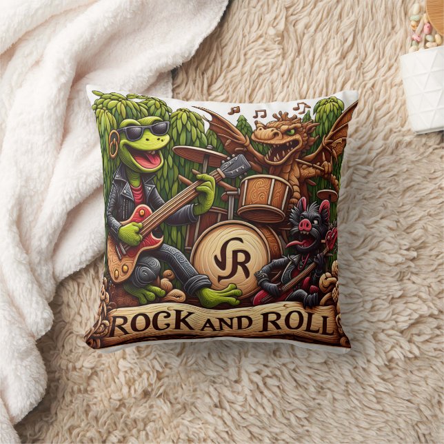 Fantasy Band Performing Rock Music in a Forest Cushion (Blanket)