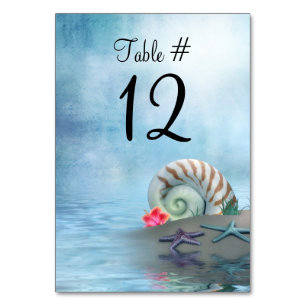 Fantasy Beach Custom Wedding Table Number Card