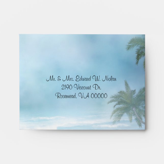Fantasy Beach Theme Wedding RSVP Envelope (Front)