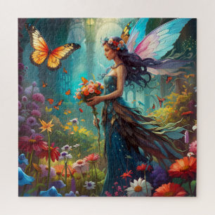 Fantasy Beautiful Butterfly Fairy Flower Garden Jigsaw Puzzle