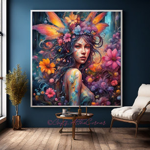 Fantasy Beautiful Colourful Flower Fairy Forest Canvas Print