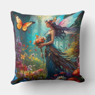 Fantasy Beautiful Fairy Flower Garden Cushion