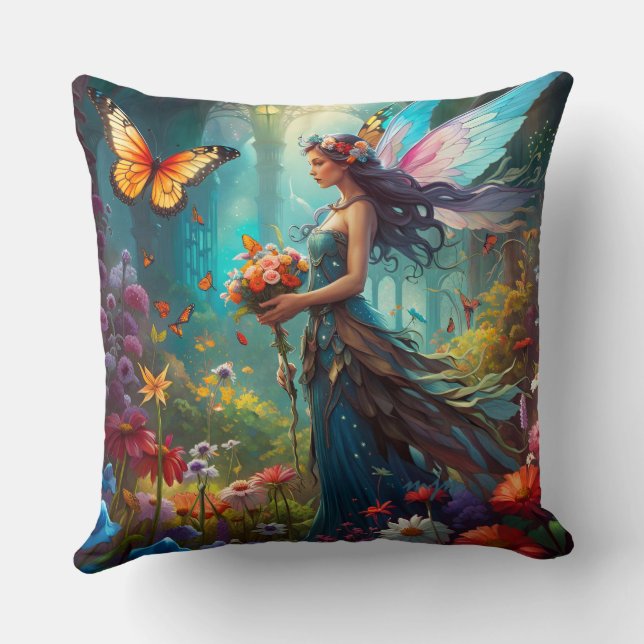 Fantasy Beautiful Fairy Flower Garden Cushion (Back)