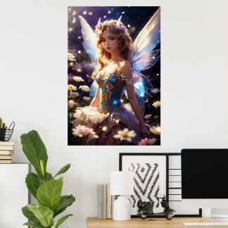 Fantasy Beautiful Flower Fairy Poster