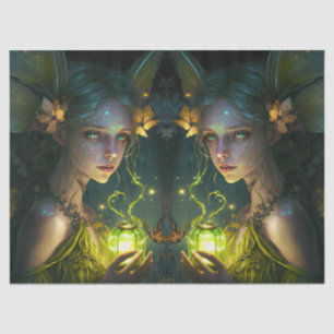 Fantasy Beautiful Green Forest Fairy Decoupage Tissue Paper