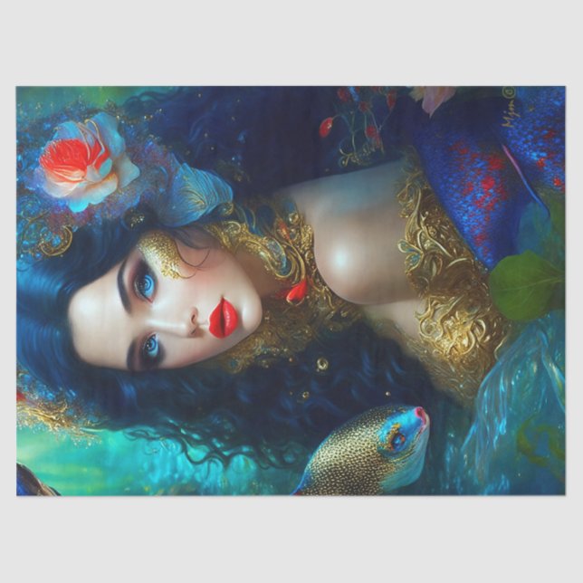 Fantasy Beautiful Mermaid 1 Decoupage Tissue Paper (Front)