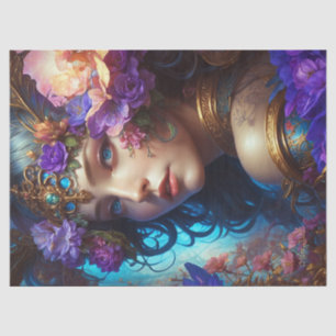 Fantasy Beautiful Purple Flower Fairy Decoupage Tissue Paper