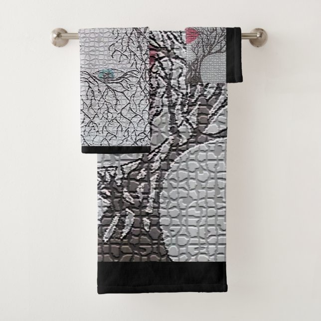 Fantasy Beauty Mosaic Water Colour Art Bath Towel Set (Insitu)