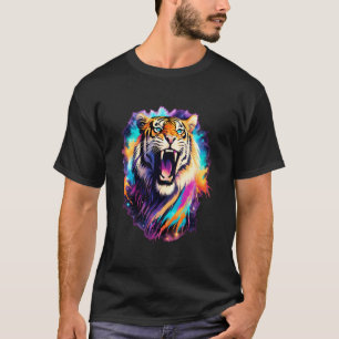 Fantasy Bengal Tiger Bold Vibrant Colours Stars Tw T-Shirt