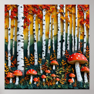 Fantasy birch forest poster
