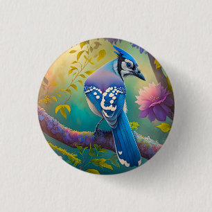 Fantasy Birds Blue Jay 3 Cm Round Badge