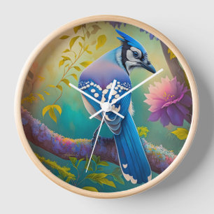 Fantasy Birds Blue Jay Clock