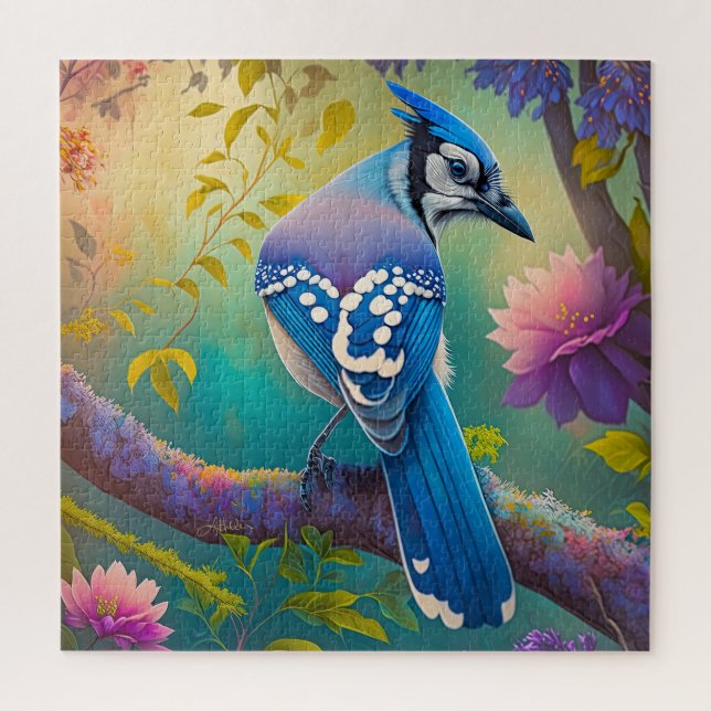 Fantasy Birds Blue Jay Jigsaw Puzzle (Vertical)