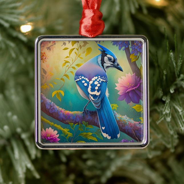 Fantasy Birds Blue Jay Metal Tree Decoration (Tree)