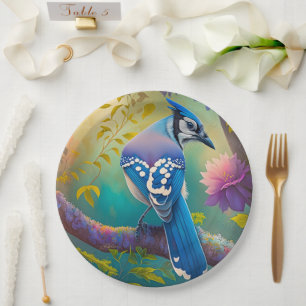 Fantasy Birds Blue Jay Paper Plate