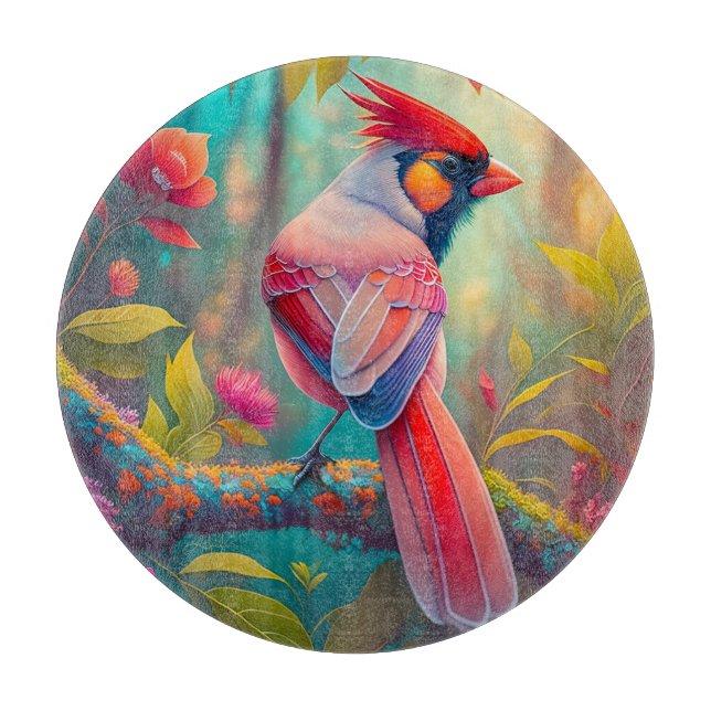 Fantasy Birds Male Cardinal Cutting Board (Front)