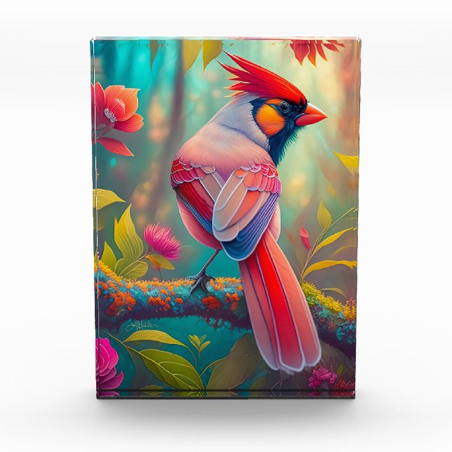 Fantasy Birds Male Cardinal Photo Block (Front)