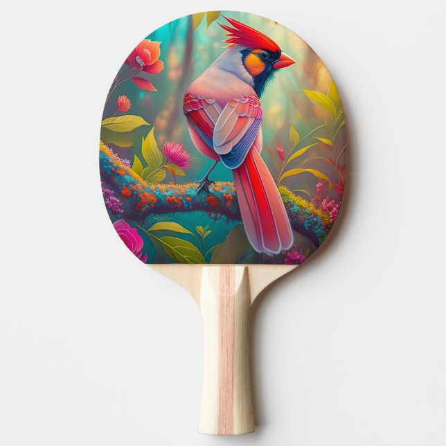 Fantasy Birds Male Cardinal Ping Pong Paddle (Front)