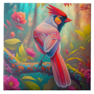 Fantasy Birds Male Cardinal Tile